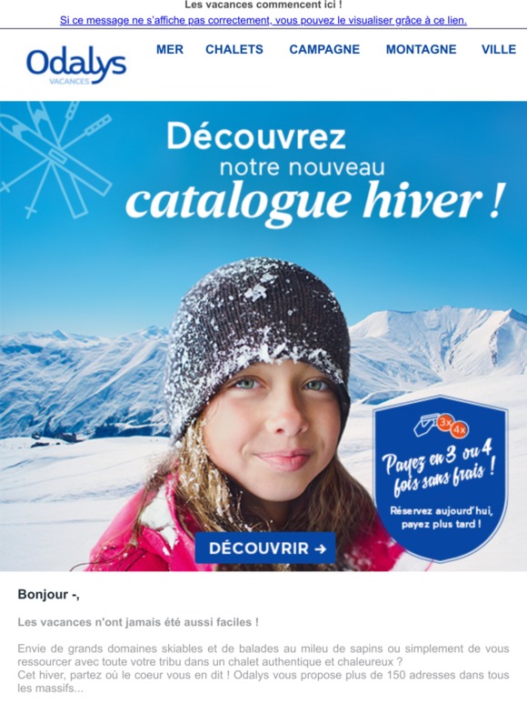 Odalys Vacances Notre nouveau catalogue Hiver est arrivé Milled