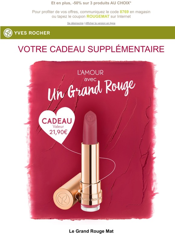 Yves Rocher Votre Grand Rouge Mat En CADEAU Milled