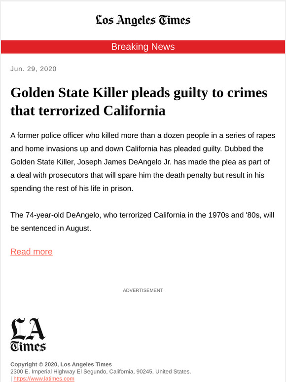 Los Angeles Times Breaking News Golden State Killer Pleads Guilty To