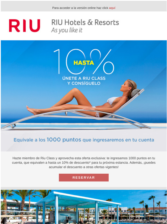 Riu Esp Quieres Conseguir Hasta Un De Dto En Tus Pr Ximas