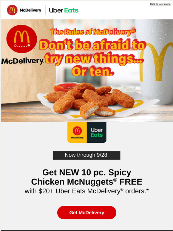 McDonald S Get NEW 10 Pc Spicy Chicken McNuggets FREE With 20