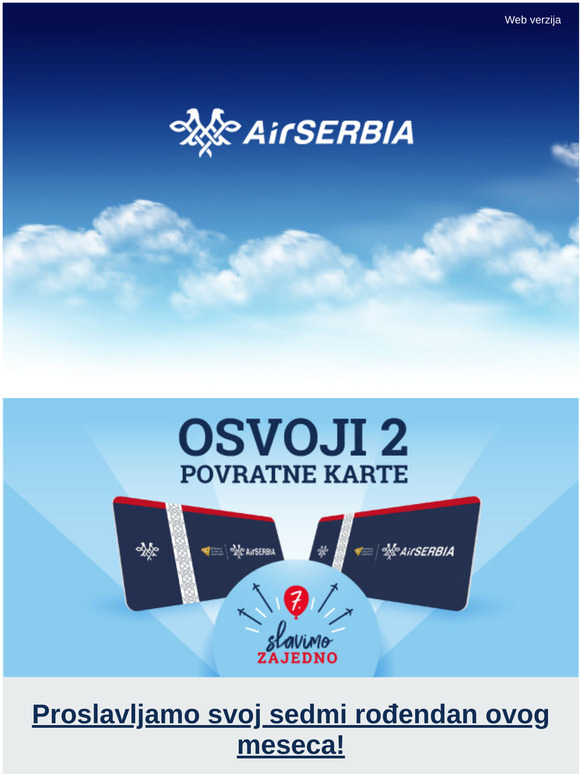 Air Serbia Slavimo Zajedno Osvoji Povratne Karte Ovog Meseca