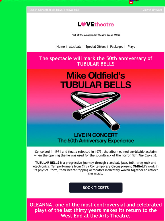 Lovetheatre Mike Oldfields Tubular Bells Comes To London This Summer