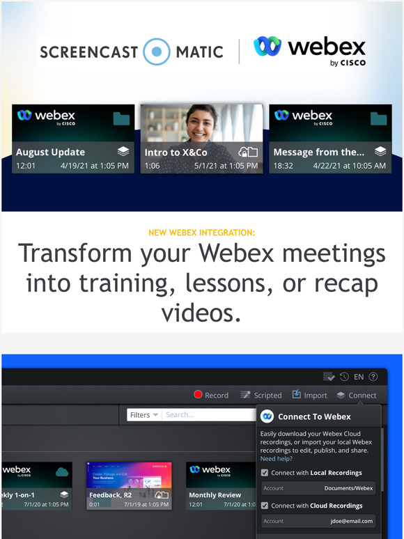 Screencast O Matic Us Canada Transform Your Webex Recordings Milled