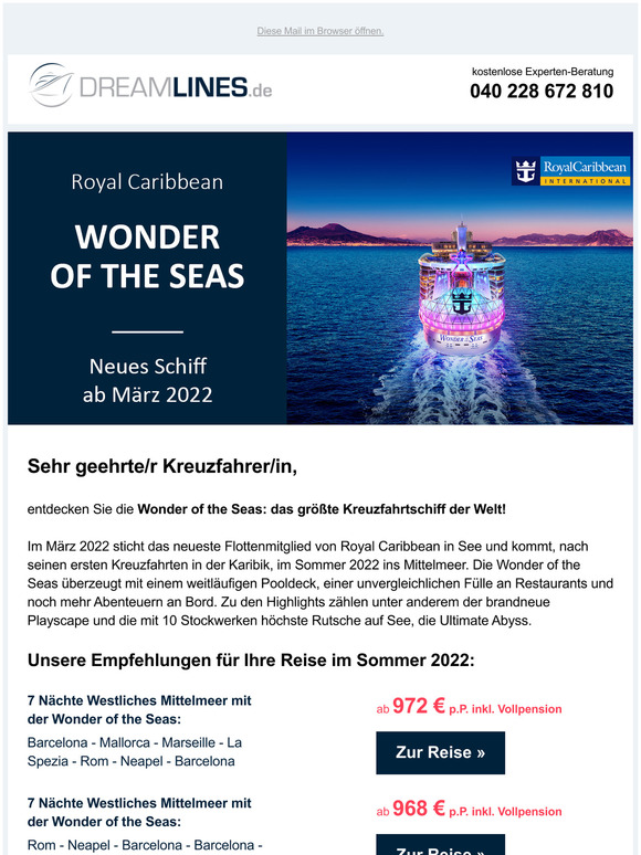 Dreamlines De Kreuzfahrten Suchen Und Buchen Wonder Of The Seas