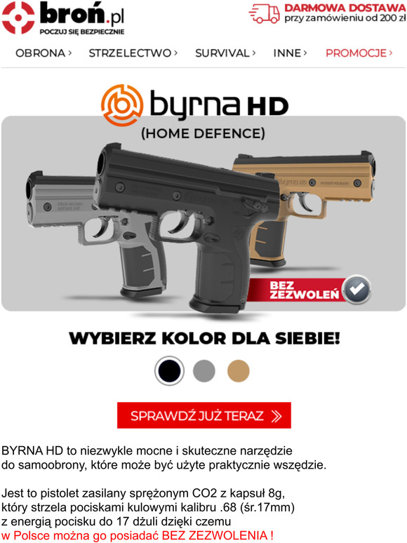 Bron Pl Pistolet Byrna Hd Pistolet Na Kule Gumowe I Pieprzowe Sprawd