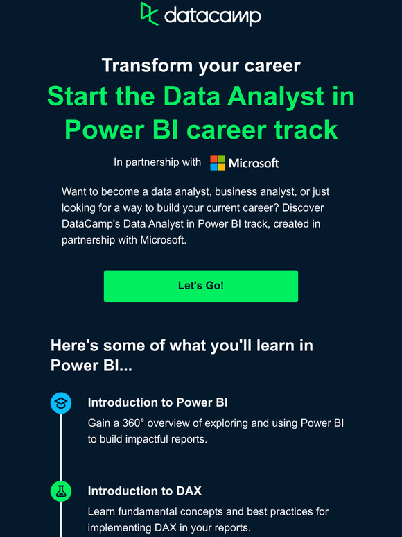 DataCamp New Track Data Analyst In Power BI Milled