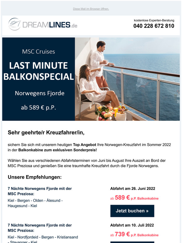 Dreamlines De Kreuzfahrten Suchen Und Buchen Balkonkabinen Special