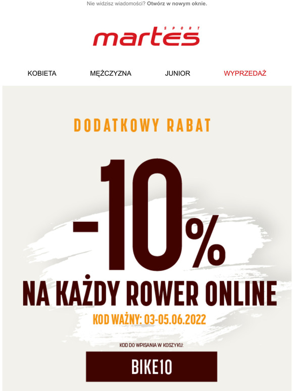 Martes Sport Wiatowy Dzie Roweru Z Kodem BIKE10 10 Dodatkowo Na