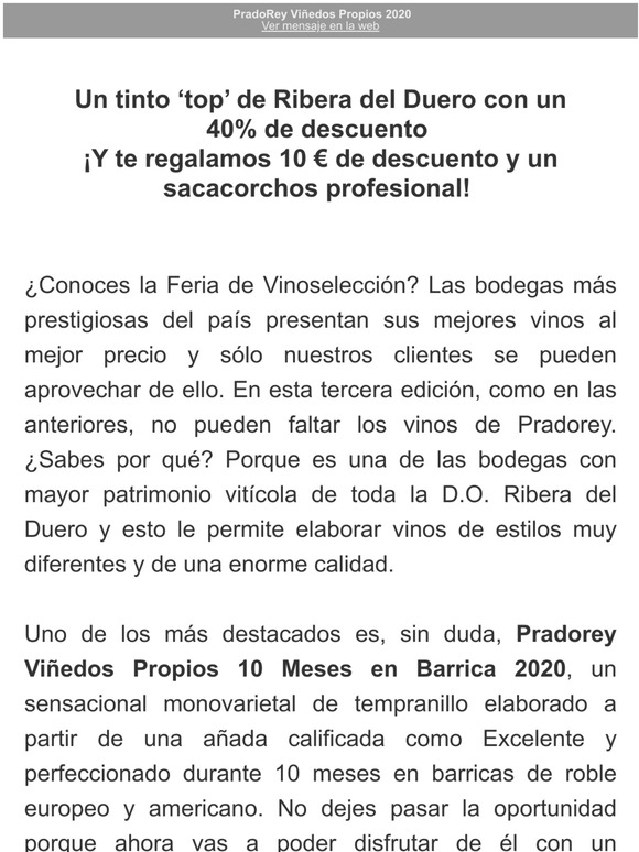 Vinoseleccion Pradorey Viedos Propios Un Tinto Top De Ribera Del