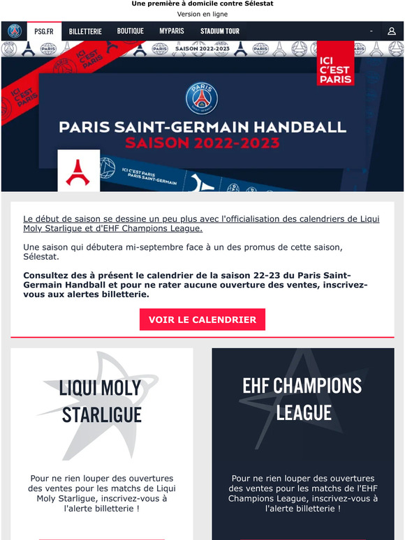 Paris Saint Germain Store Le PSG Handball connaît son calendrier