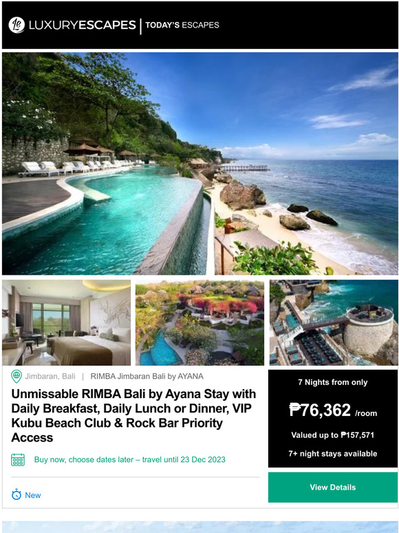 Luxury Escapes UK Bali RIMBA By Ayana Escape W Daily Dining VIP