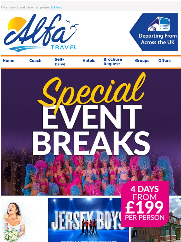 Alfa Travel Ltd Book A Special Event Break With Us This Year Milled