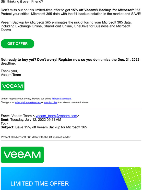 Veeam Performance Marketing Program Fw Save Off Veeam Backup For