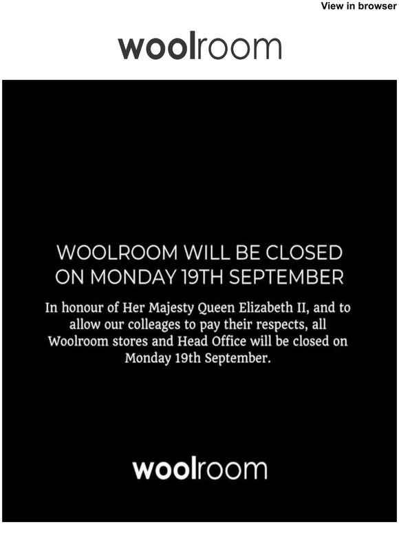 The Wool Room Remembering Her Majesty Queen Elizabeth II Milled