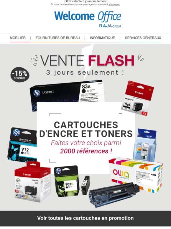 Welcomeoffice 15 De Remise Sur Les Cartouches Et Toners Milled