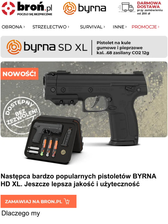 Bron Pl Nowo Byrna Sd Xl Pistolet Na Kule Gumowe I Pieprzowe