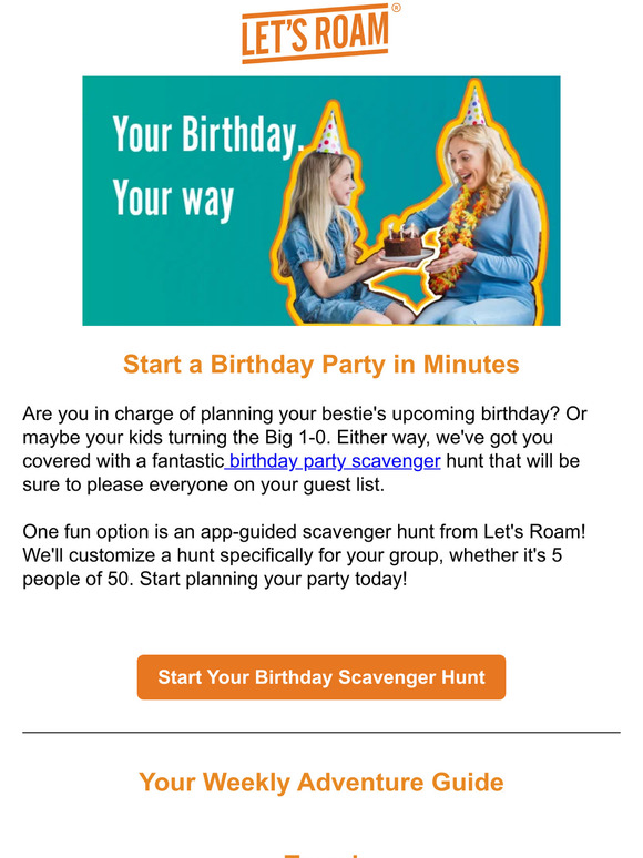 Let S Roam Scavenger Hunts Plan A Birthday Party In Minutes Milled