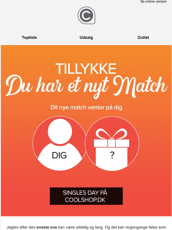 Coolshop Tillykke Du har fået et nyt match Milled