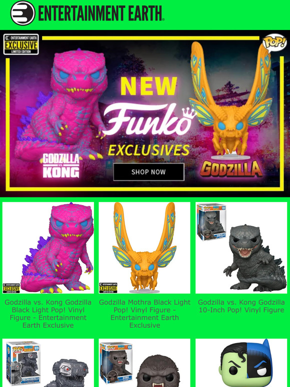 Entertainment Earth New Exclusive Godzilla And Mothra Black Light Pop