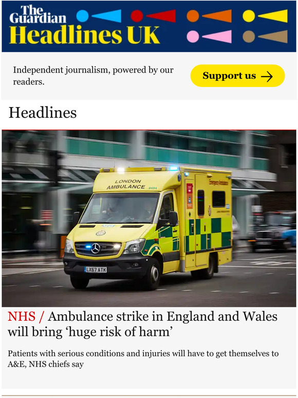 The Guardian Soulmates The Guardian Headlines Ambulance Strike In