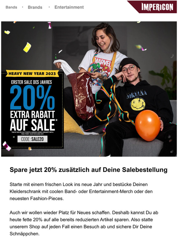 Impericon Erster Sale Des Jahres 20 Extra Rabatt Auf Alle