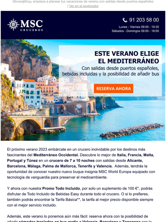 Msc Cruises El Mediterr Neo Te Espera Con Todo Incluido De Bebidas