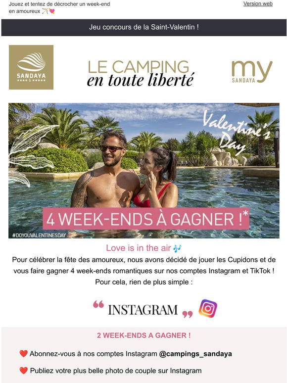 Sandaya Jeu concours Sandaya 4 week ends à gagner pour fêter la