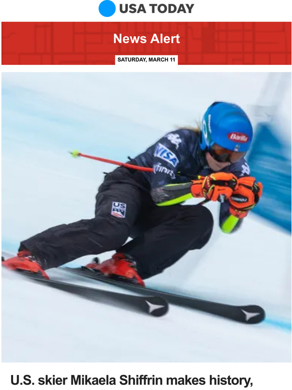 USA TODAY News Alert U S Skier Mikaela Shiffrin Makes History