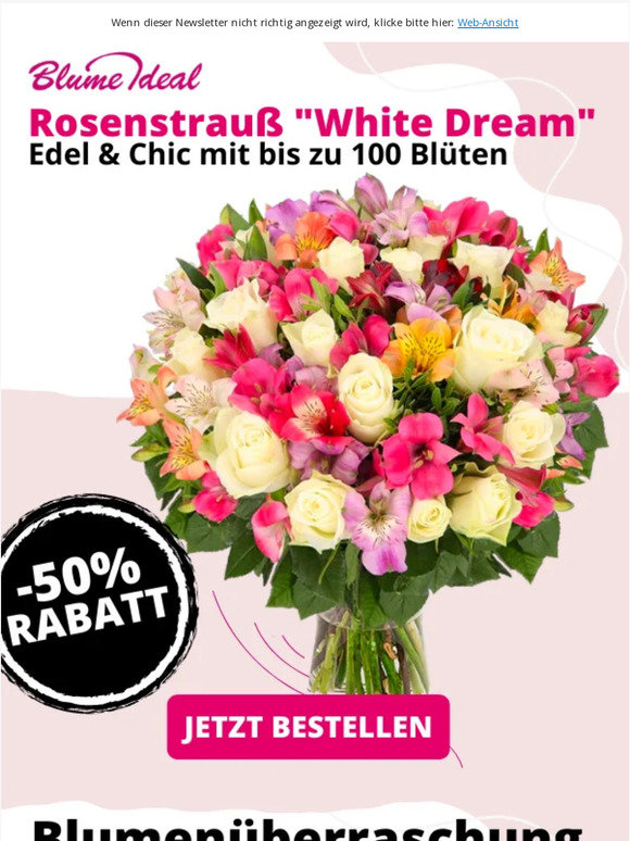 Blumeideal Blumenversand 50 Rosenstrauß XXL Edel Chic Milled