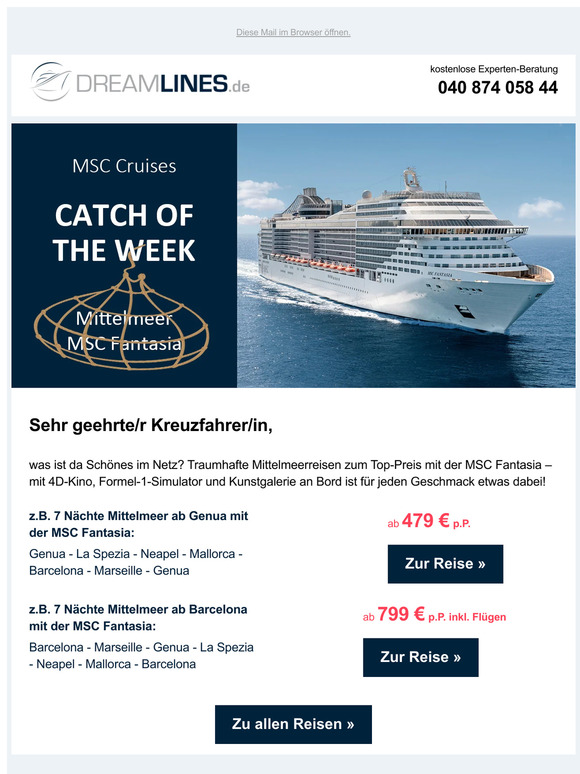 Dreamlines De Kreuzfahrten Suchen Und Buchen Catch Of The Week