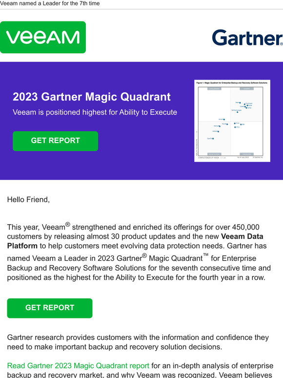 Veeam Veeam Recognized In Gartner Magic Quadrant Report Milled