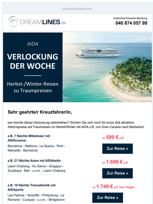 Dreamlines De Kreuzfahrten Suchen Und Buchen AIDA Kreuzfahrten Ab