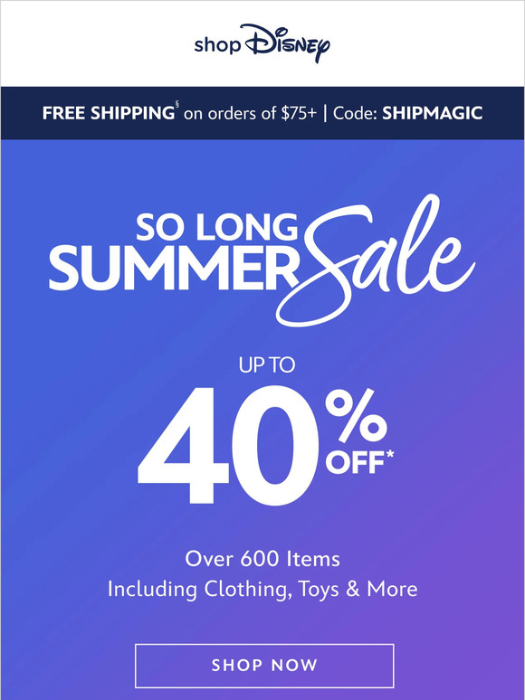 ShopDisney Say Goodbye To Summer With Up To 40 Off Milled