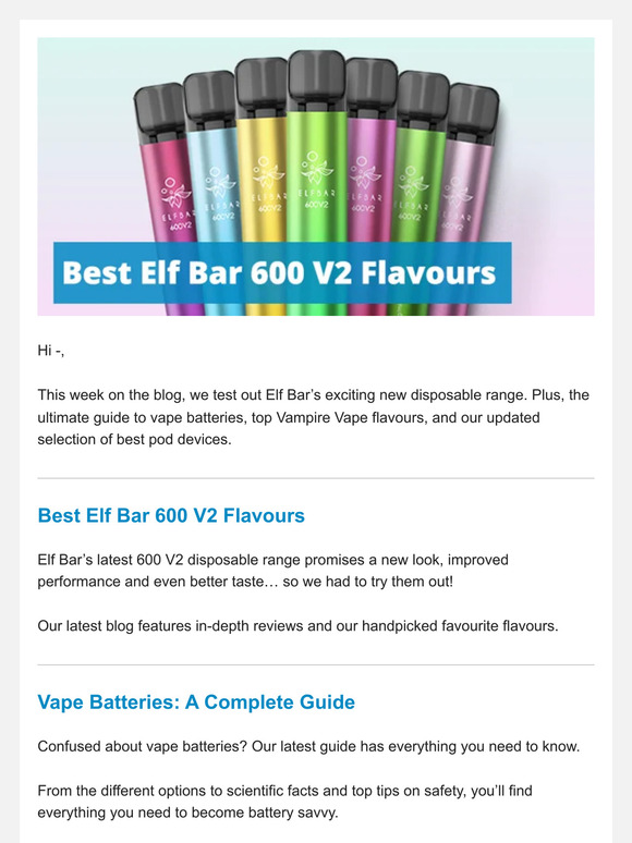 E Cigarettedirect Best Elf Bar 600 V2 Flavours Milled