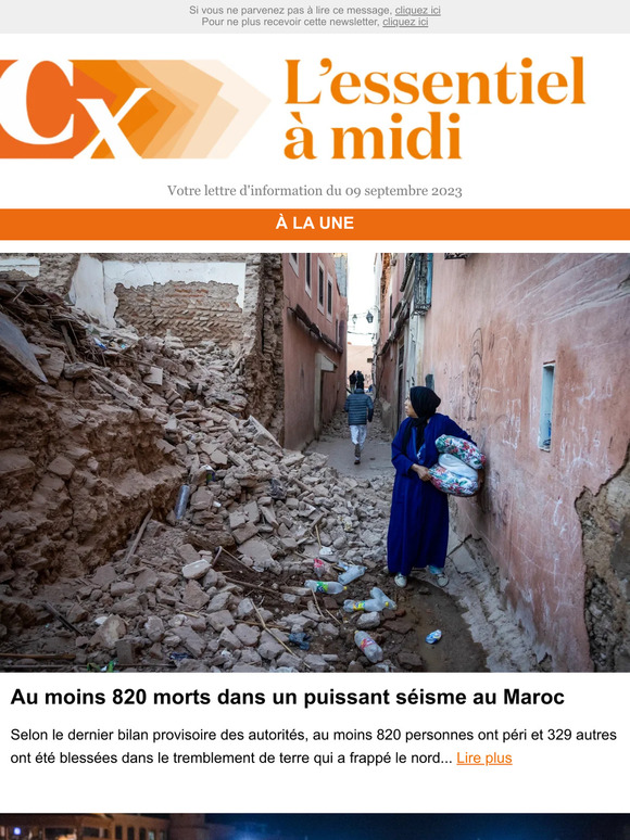 La Croix Cpa Au Moins Morts Dans Un Puissant S Isme Au Maroc