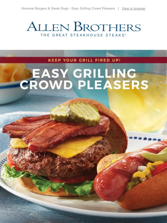 Allen Brothers Steaks Keep Your Grill Fired Up Steak Burgers NEW