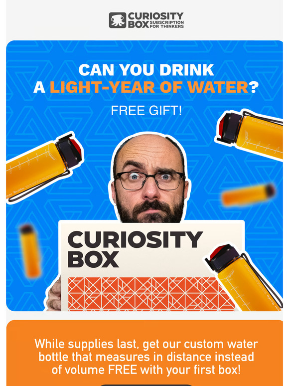 Curiosity Box Free Light Year Water Bottle For New Subscribers Milled