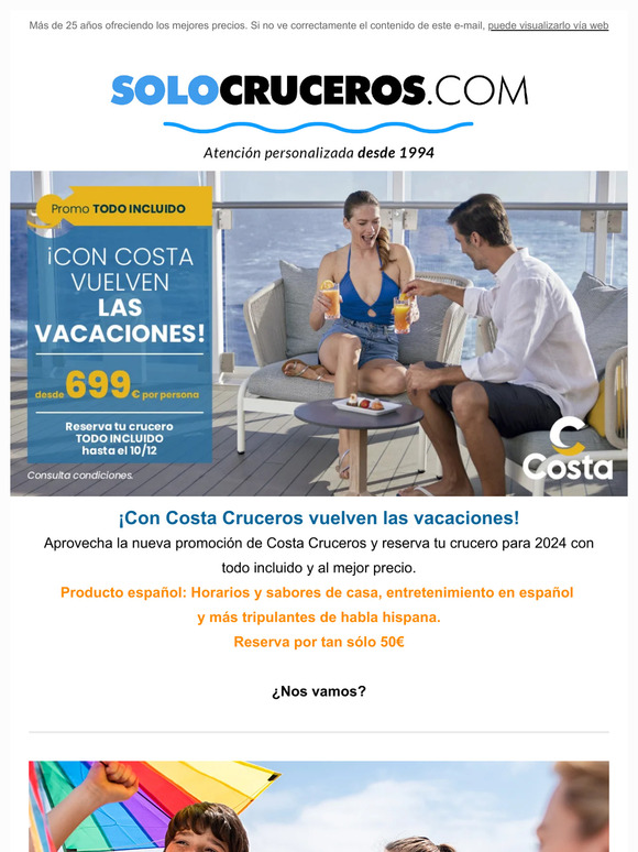 Solo Cruceros Costa Cruceros 2024 reserva por tan sólo 50 Milled