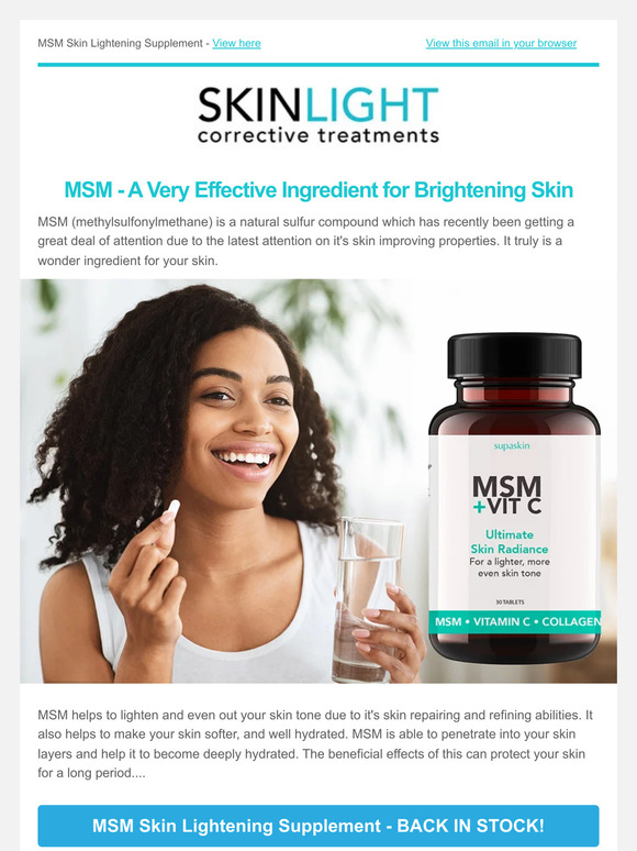 SKINLIGHT MSM Plus Vit C Skin Lightening Supplement Milled