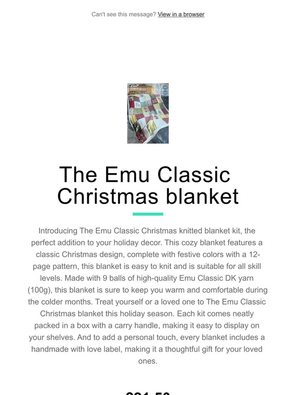 Miss Lavenders The Emu Classic Christmas Blanket Milled