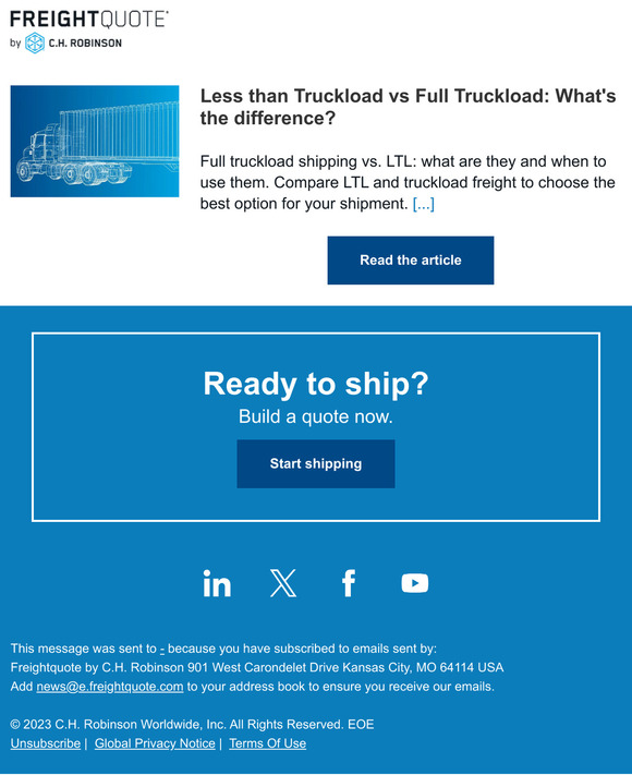 Freightquote Less Than Truckload Vs Full Truckload What S The