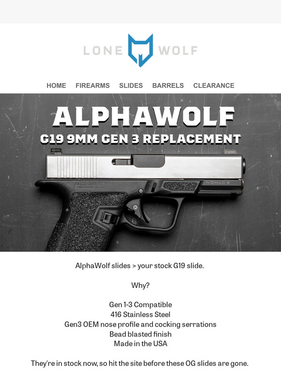 Lone Wolf Distributors Alphawolf Slides For G19 Your G19 Milled