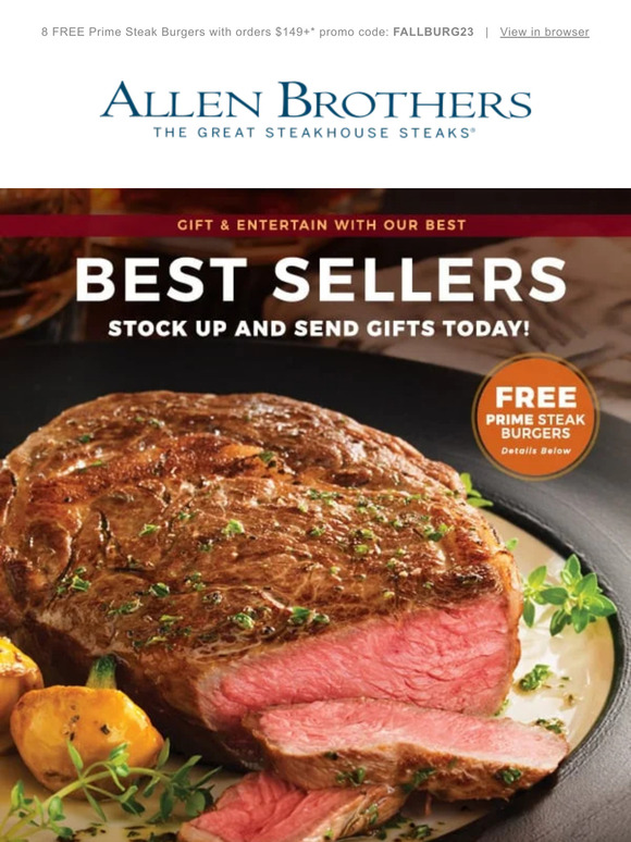 Allen Brothers Steaks Best Sellers Prime Specials FREE Steak