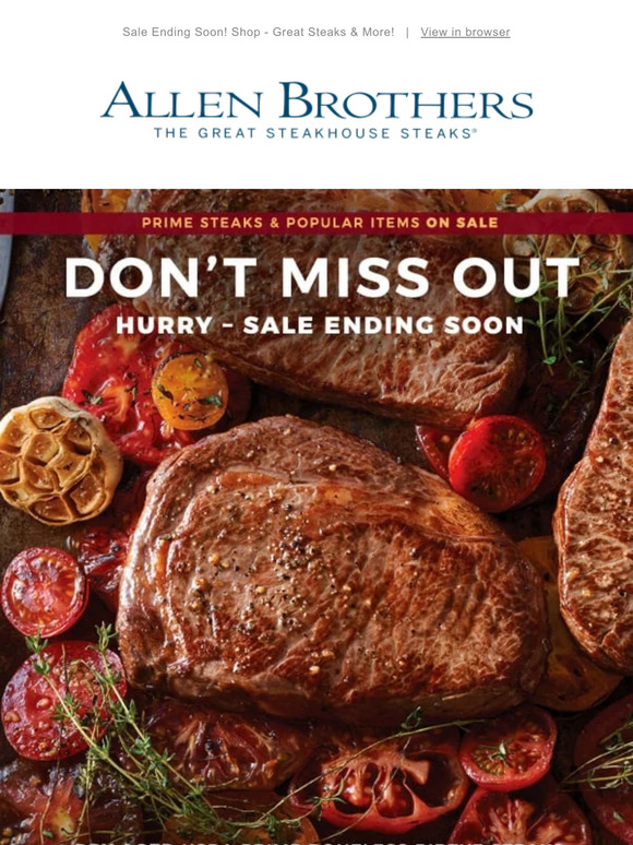 Allen Brothers Steaks Sale Ends Soon Prime Steaks Duroc Pork More