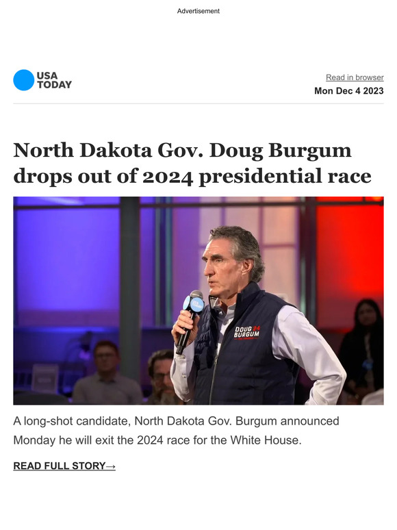 USA TODAY Breaking North Dakota Gov Doug Burgum Drops Out Of 2024