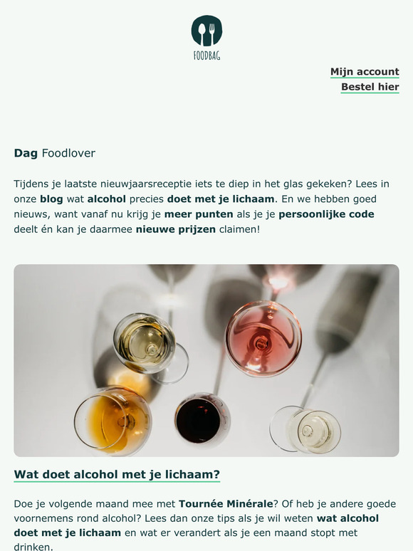 foodbag Wat doet alcohol met je lichaam Verdien meer punten én