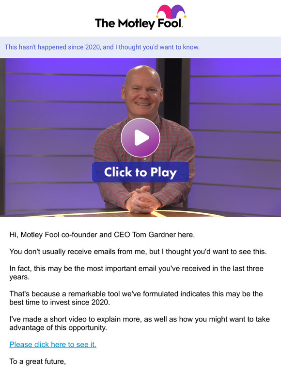 The Motley Fool A Rare Message From Our CEO Milled