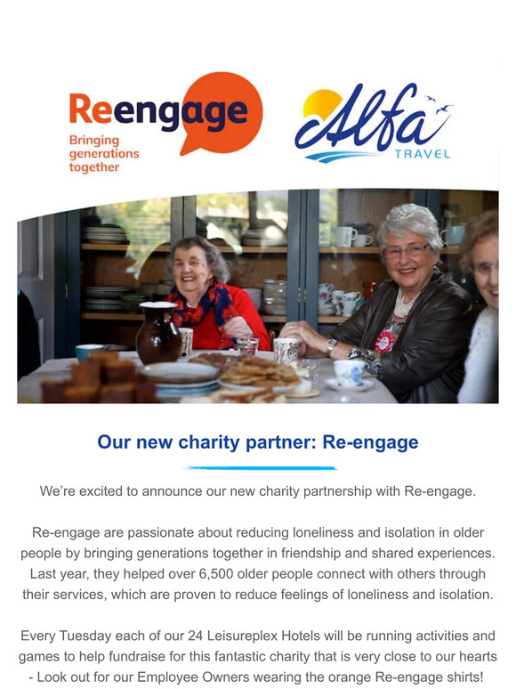 Alfa Travel Ltd Introducing Our New Charity Partner Re Engage Milled