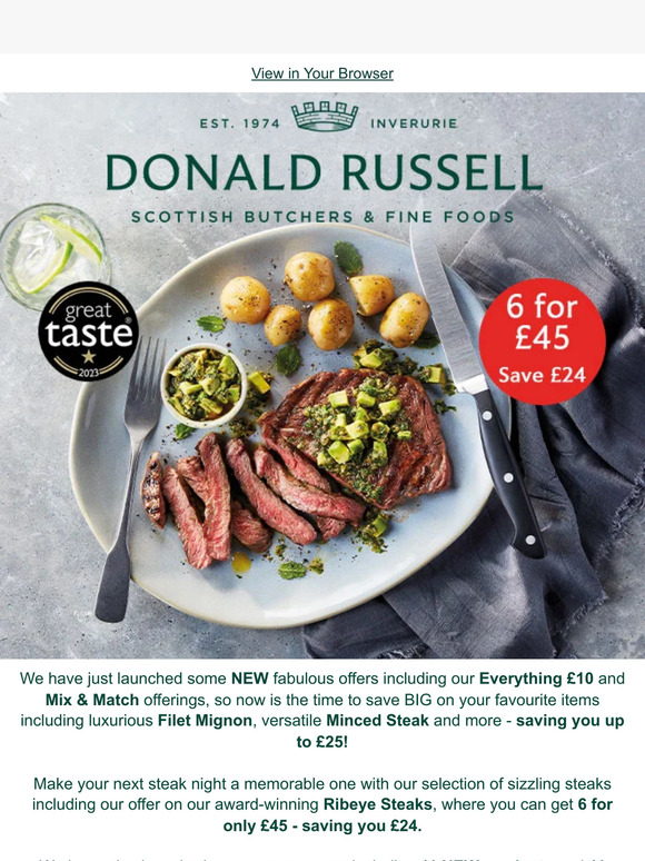 Donald Russell NEW Offers Just In Save 24 On Ribeye Steaks Milled